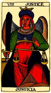 Justice tarot card marseilles deck